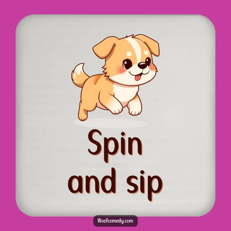 Funny Dog Chasing Tail Coasters: Protect Surfaces with Canine Humor!