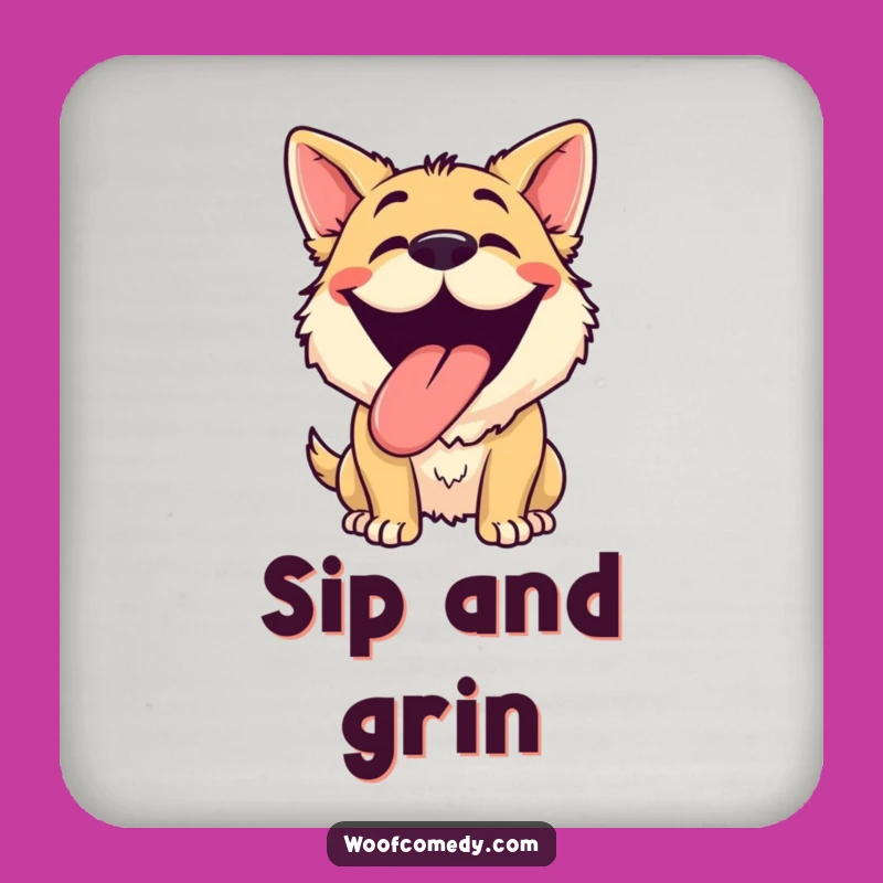 Funny Dog Grinning Drink Coaster: Protect Surfaces with Canine Cheer