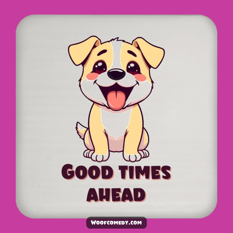 Funny Excited Dog Tongue Out Coaster - Happy Dog Table Protection Gift