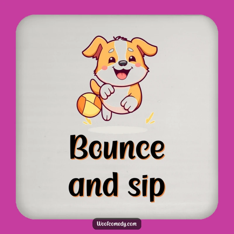 Funny Kawaii Dog Ball Chase Coaster - Happy Grin Surface Gift