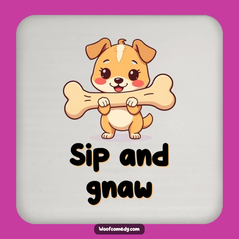 Funny Kawaii Dog Bone Coaster - Proud Happy Pup Drink Protector Gift