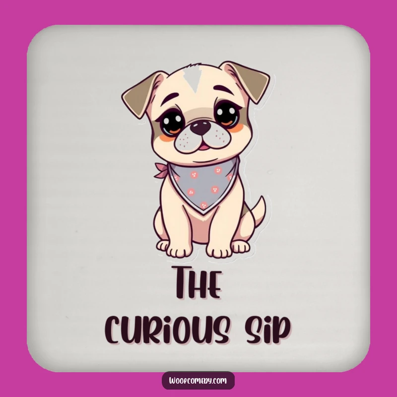 Funny Kawaii Dog Coaster: Alert Bandana Pup for Surface Protection