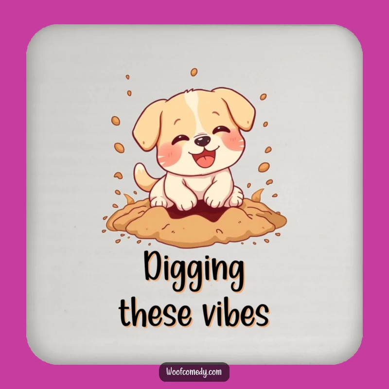 Funny Kawaii Dog Digging Coaster - Protect Surfaces Hilariously!