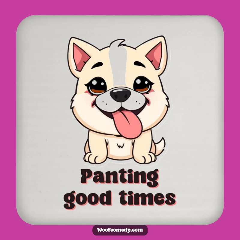 Funny Kawaii Dog Panting Coaster - Goofy Tongue Surface Gift