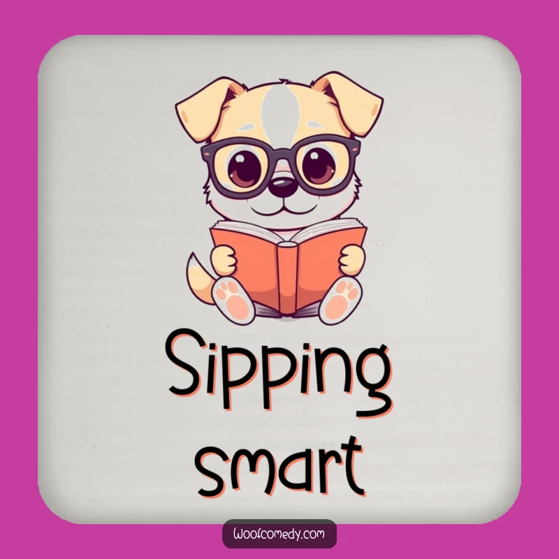 Funny Kawaii Dog Reading Coaster - Protect Surfaces Wisely!