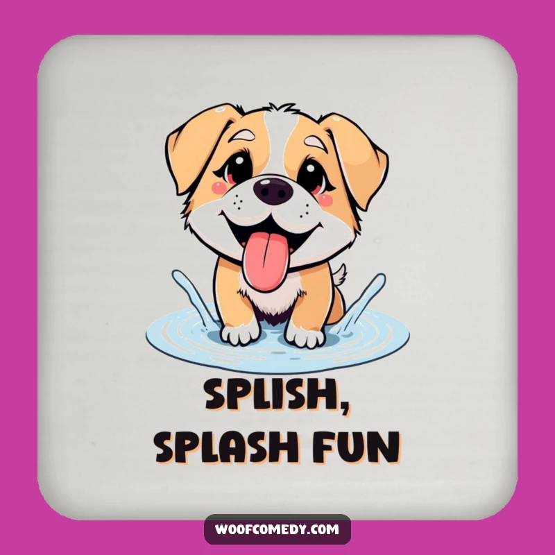 Funny Splashing Dog Coaster - Protect Surfaces with Puddle Joy