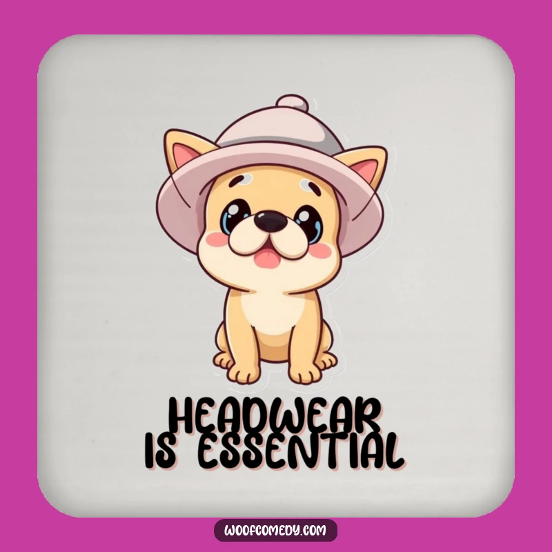 Funny Dog Hat Coaster - Protect Surfaces with Hilarious Style