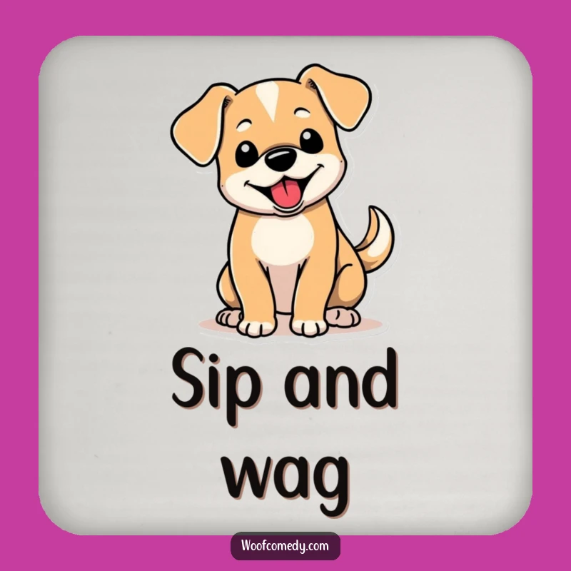 Funny Floppy Ear Dog Coaster Set: Cute Wagging Tail Pup Protection for Tables