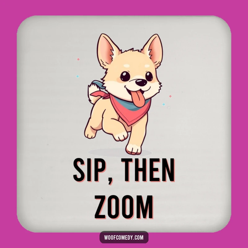 Funny Kawaii Dog Bandana Drink Coaster: Protect Surfaces with Happy Dog Charm