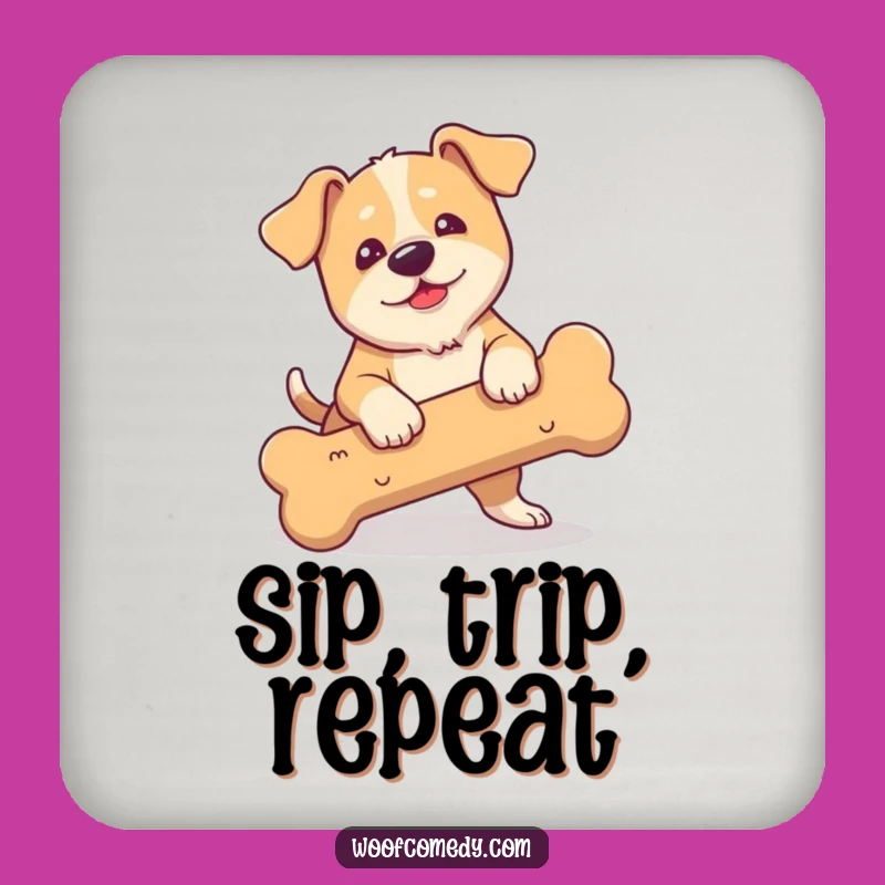 Funny Clumsy Dog Drink Coaster: Protect Surfaces with This Hilarious Tripping Design!