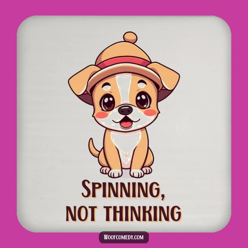 Funny Kawaii Dog Coaster - Silly Hat Surprise, Protect Surfaces