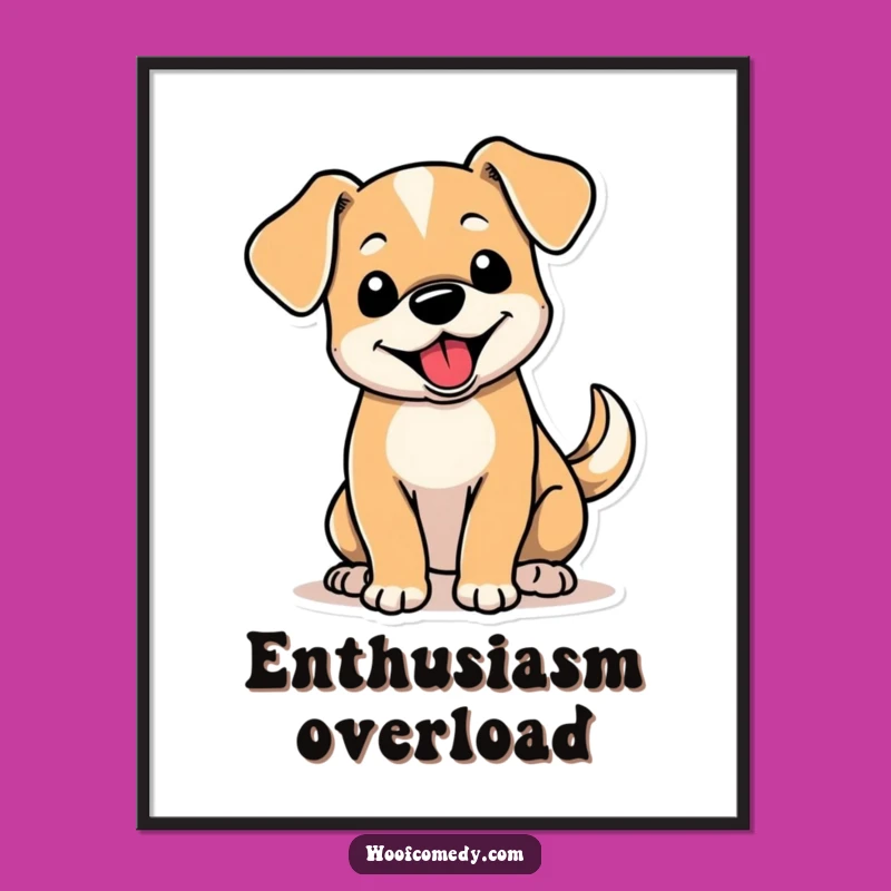 Funny Floppy Ear Dog Poster: Adorable Wagging Tail Pup Art for Cheerful Walls
