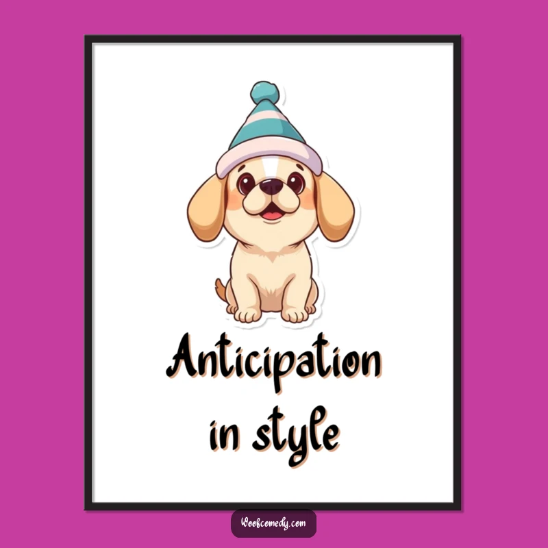 Funny Dog Hat Poster: Adorable Art, Hilarious Decor, Perfect Gift