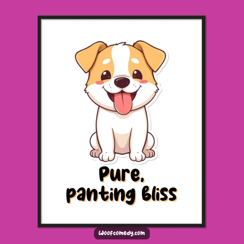 Funny Dog Panting Poster: Happy Art, Hilarious Decor, Perfect Gift
