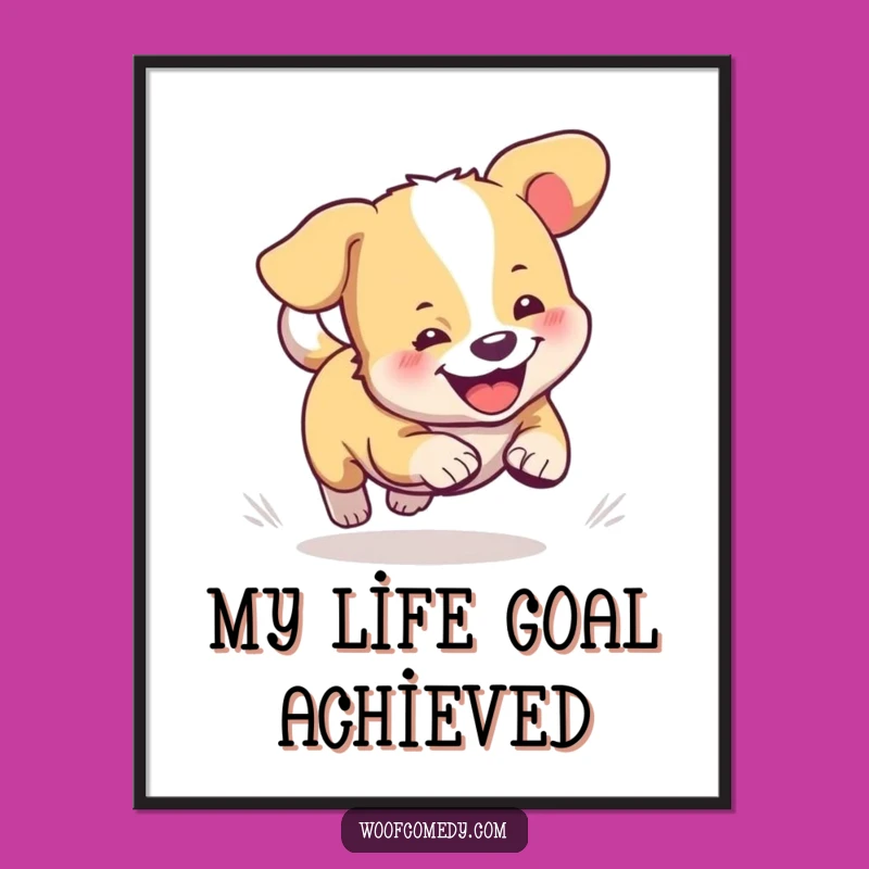 Funny Dog Poster: Cute Tail-Chasing Pup Wall Art, Humorous Dog Lover Decor Gift