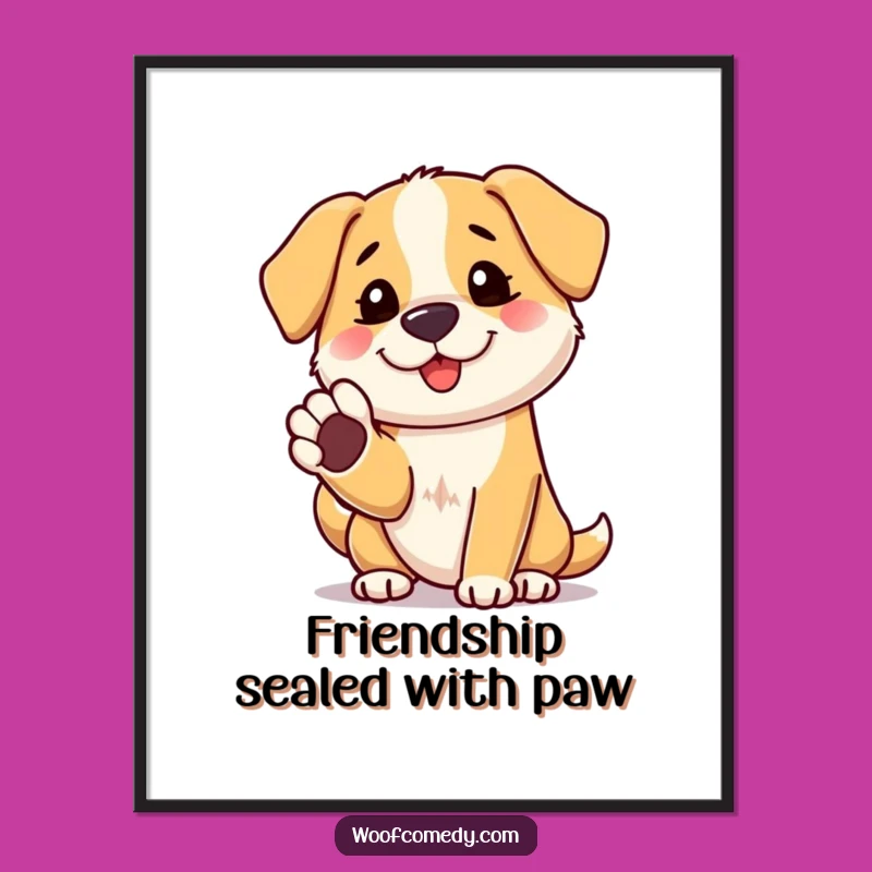 Funny Friendly Dog Paw Shake Poster - Welcoming Wall Art for Dog Lovers