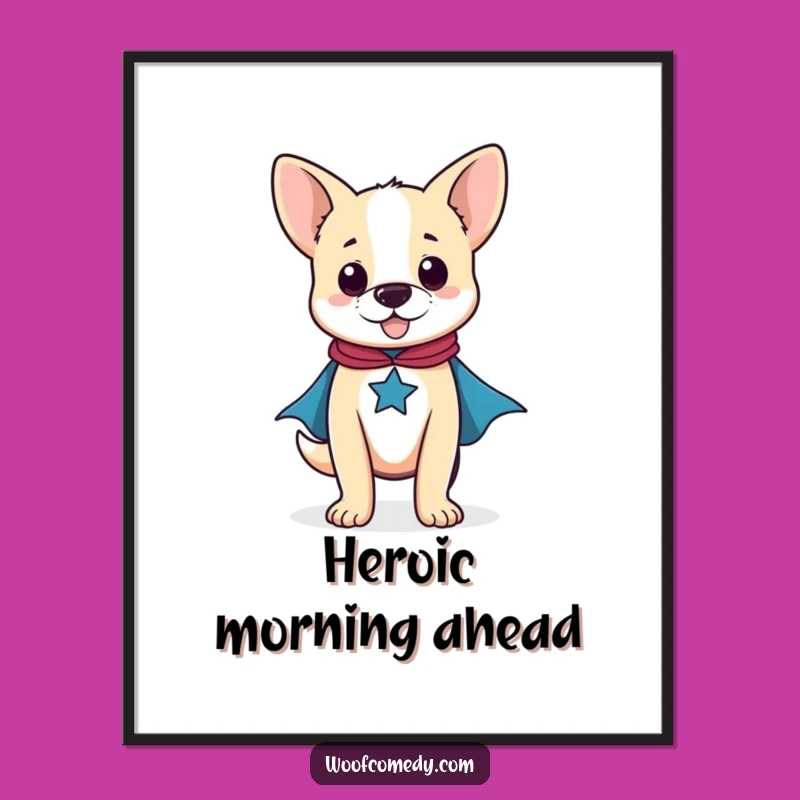 Funny Proud Dog Superhero Poster: Wall Art Gift