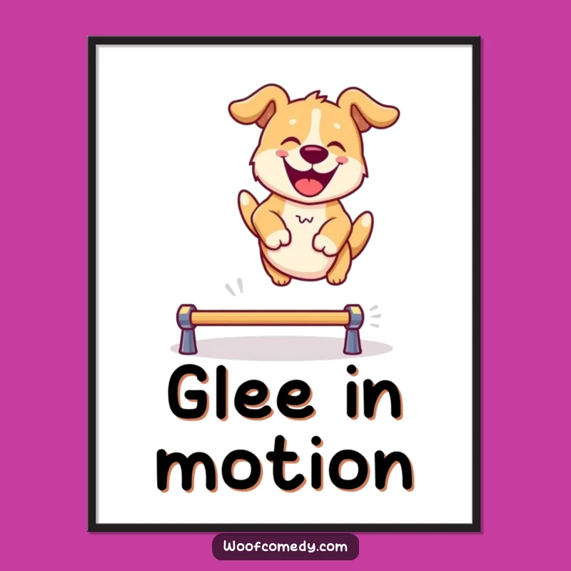 Funny Dog Leaping Poster: Bring Joyful Energy to Your Walls