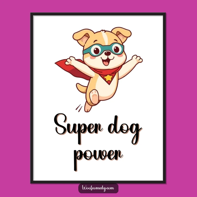 Kawaii Hero Dog Poster: Cute Superhero Art for Your Walls