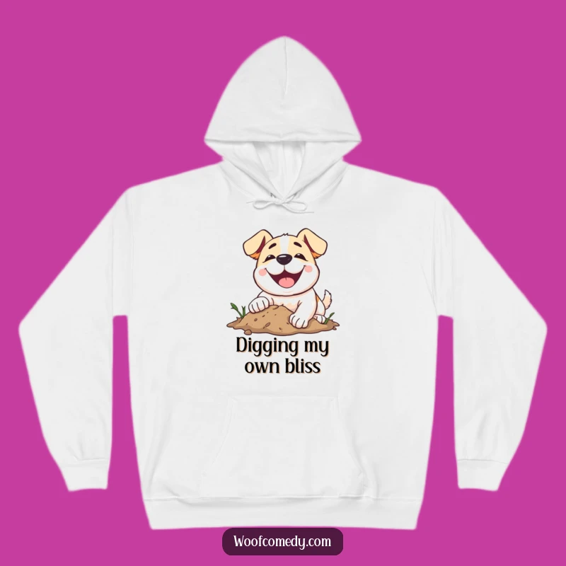 Funny Smiling Dog Digging Hoodie - Cozy & Hilarious Sweatshirt for Dog Fans!
