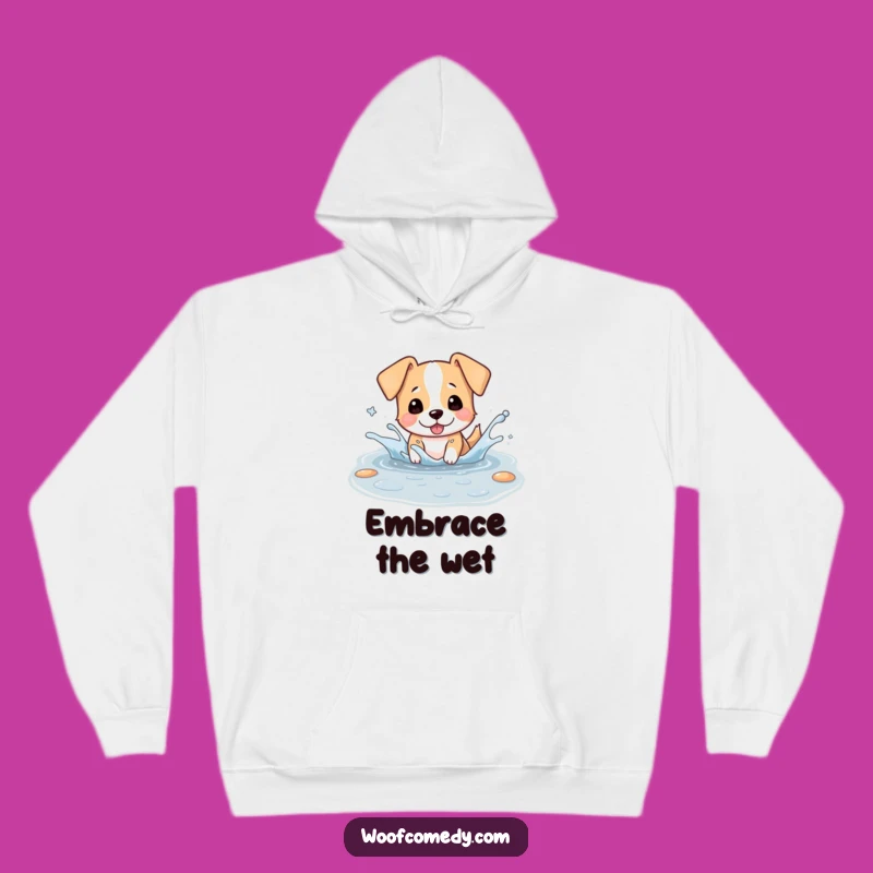 Funny Kawaii Dog Puddle Hoodie - Cozy Splashy Fun!