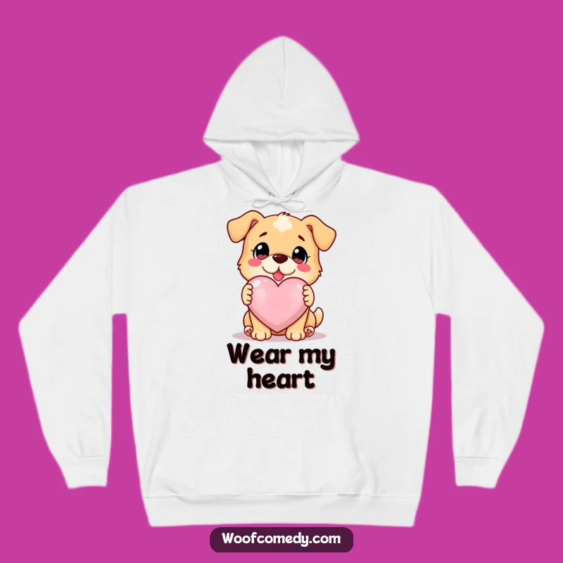 Funny Loyal Dog Hoodie - Cozy Love with a Glowing Heart