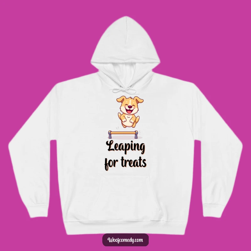 Cozy Funny Dog Leaping Hoodie: Snuggle Up with Canine Cheer