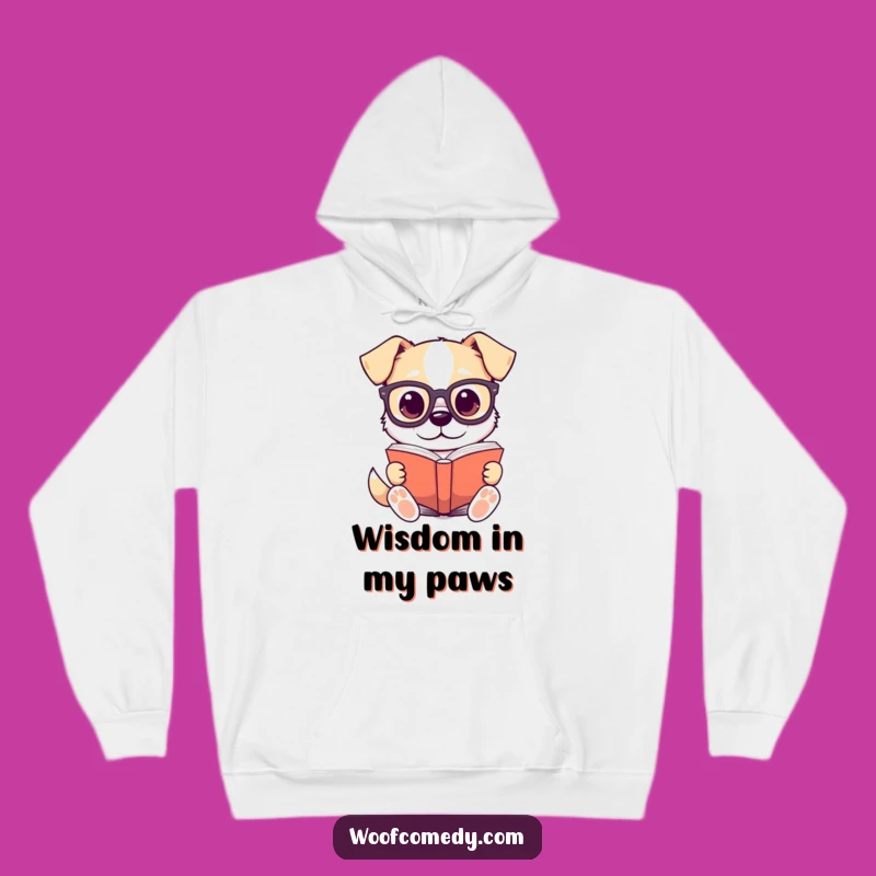 Funny Kawaii Dog Reading Hoodie - Cozy Intellectual Pup!