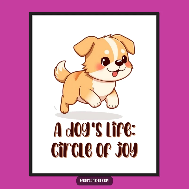Free Printable Wall Art: Funny Dog Chasing Tail, Hilarious Downloadable Decor
