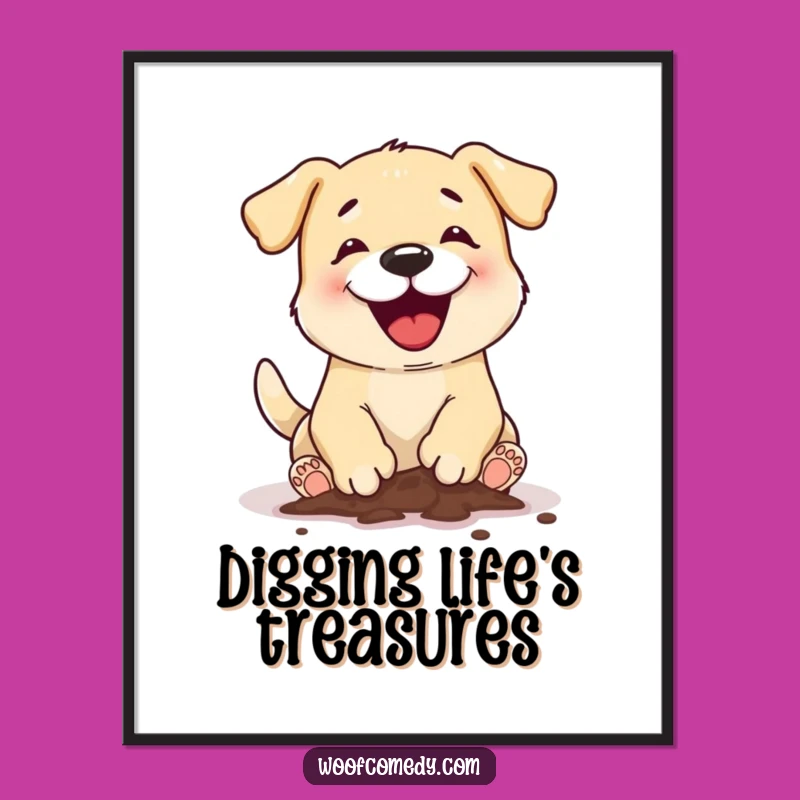 Funny Free Printable Wall Art: Dog Digging for Fun, Quirky Art!