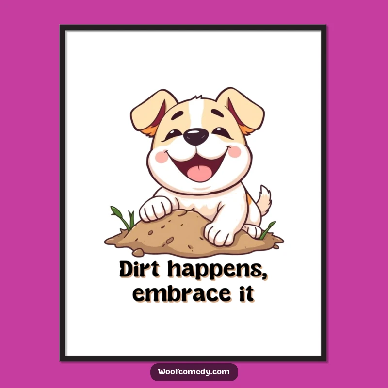 Free Printable Wall Art: Grinning Dog Digging, Funny Dog Art Downloadable Decor