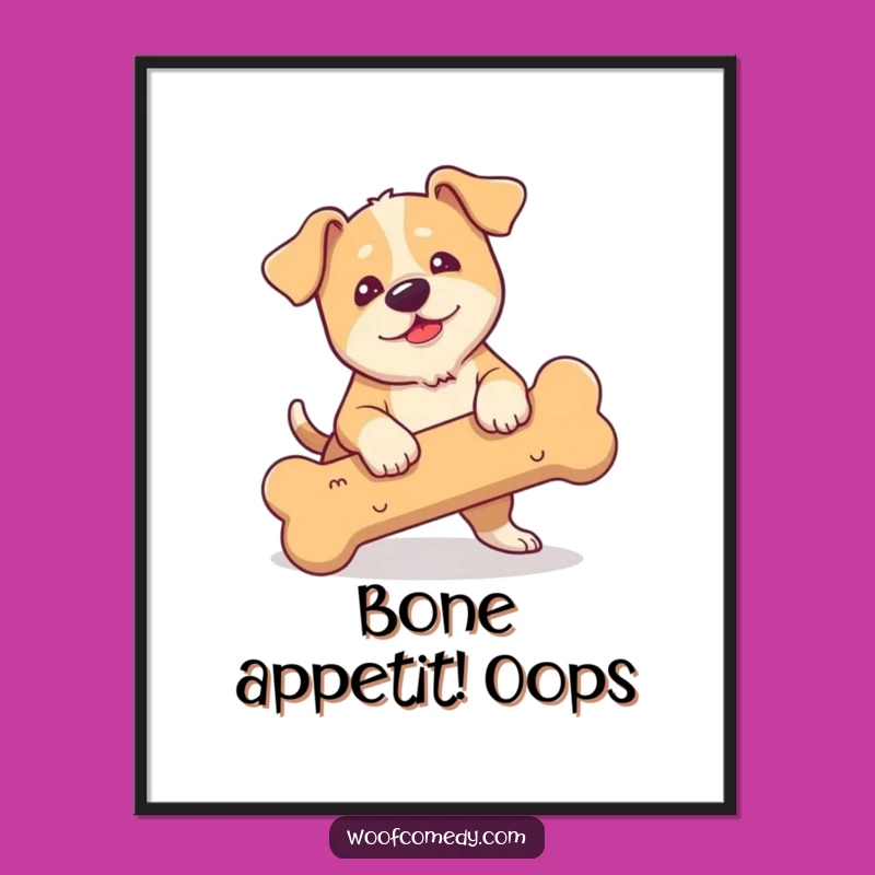 Free Printable Clumsy Dog Wall Art: Funny Tripping Bone Graphic for Downloadable Decor