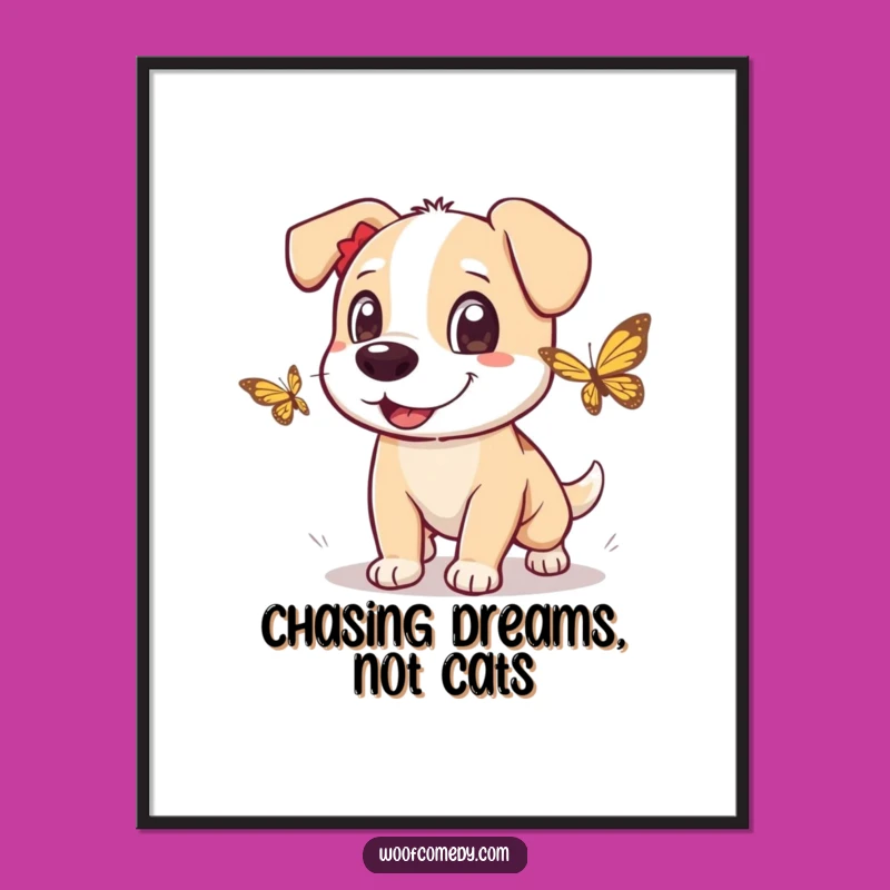 Free Printable Dog Wall Art: Butterfly Chase for a Playful Home Decor