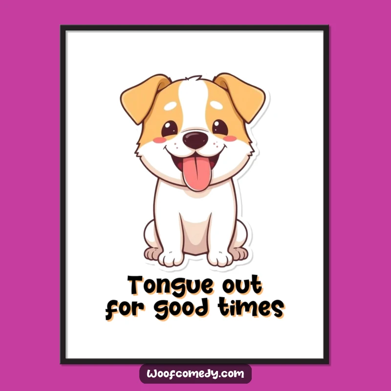 Free Printable Dog Wall Art: Happy Panting Pup for a Cheerful Home Decor