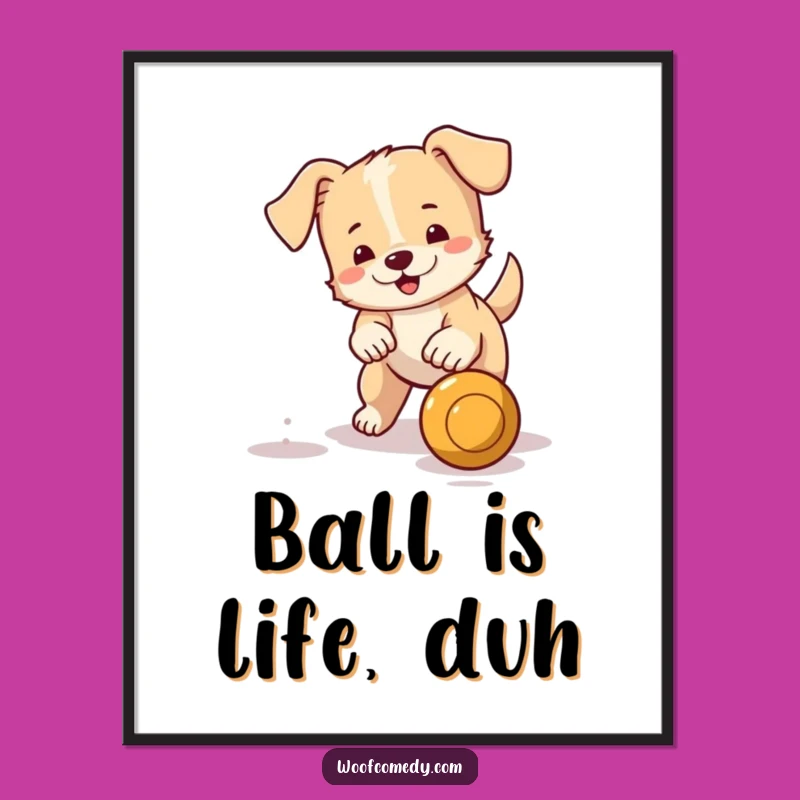 Free Printable Little Dog Wall Art: Fetching Ball Funny Downloadable Decor