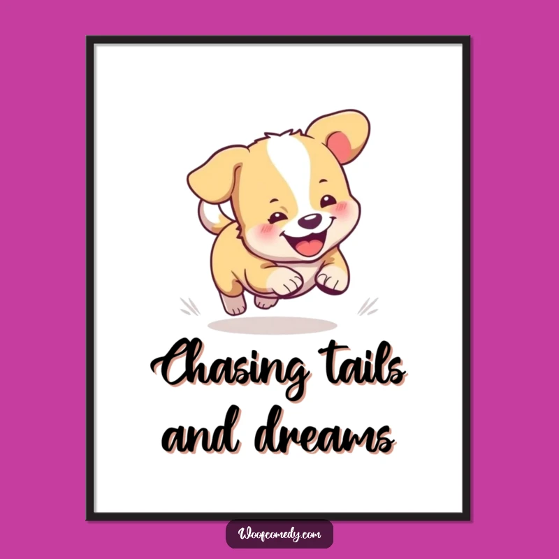 Free Printable Wall Art: Cute Dog Chasing Tail, Hilarious Downloadable Home Decor!