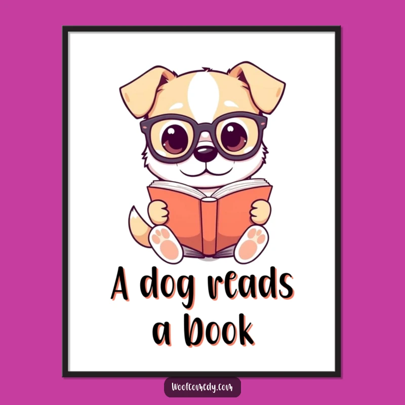 Free Printable Wall Art: Funny Kawaii Dog Scholar, Quirky Downloadable Decor