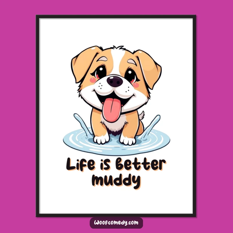 Free Printable Wall Art: Happy Splashing Dog - Fun Downloadable Decor