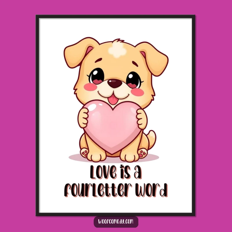 Free Printable Wall Art: Loyal Dog's Glowing Heart - Loving Downloadable Decor