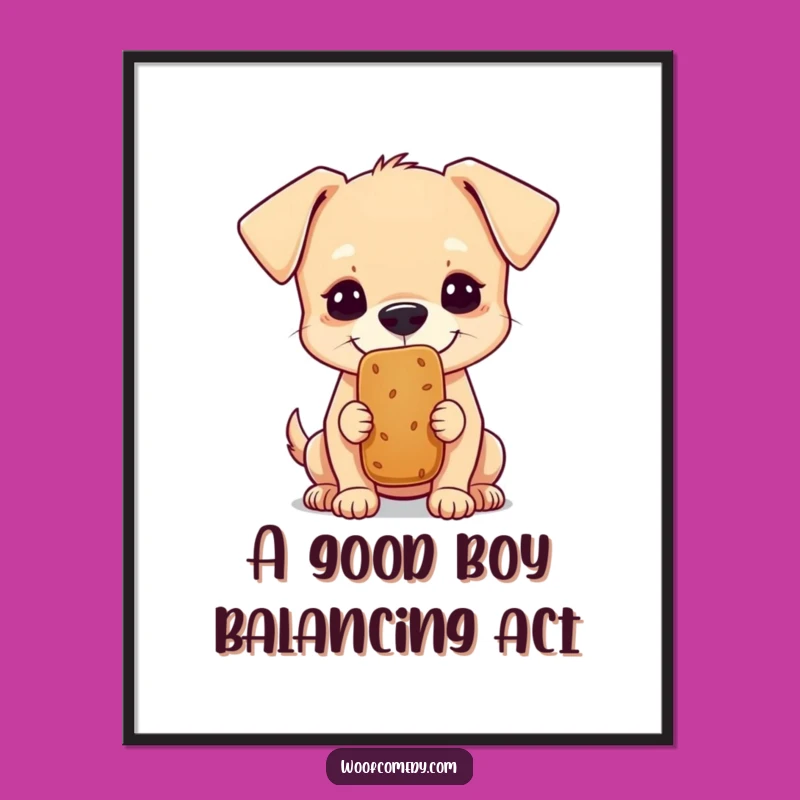 Free Printable Wall Art Meme: Funny Dog Balancing Treat Focus Downloadable Art