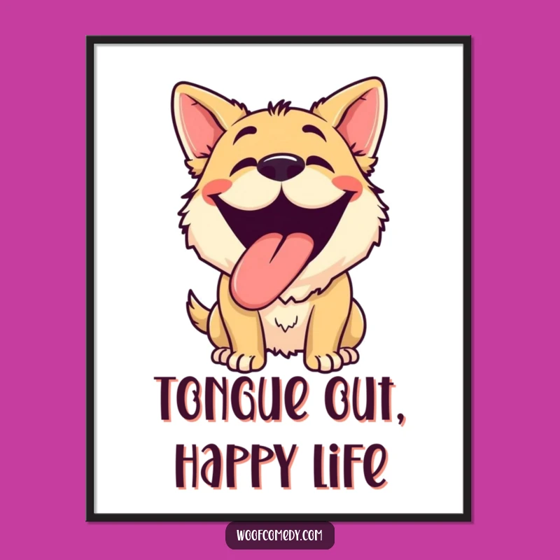Funny Free Printable Wall Art: Happy Dog Grin, Energetic Decor!