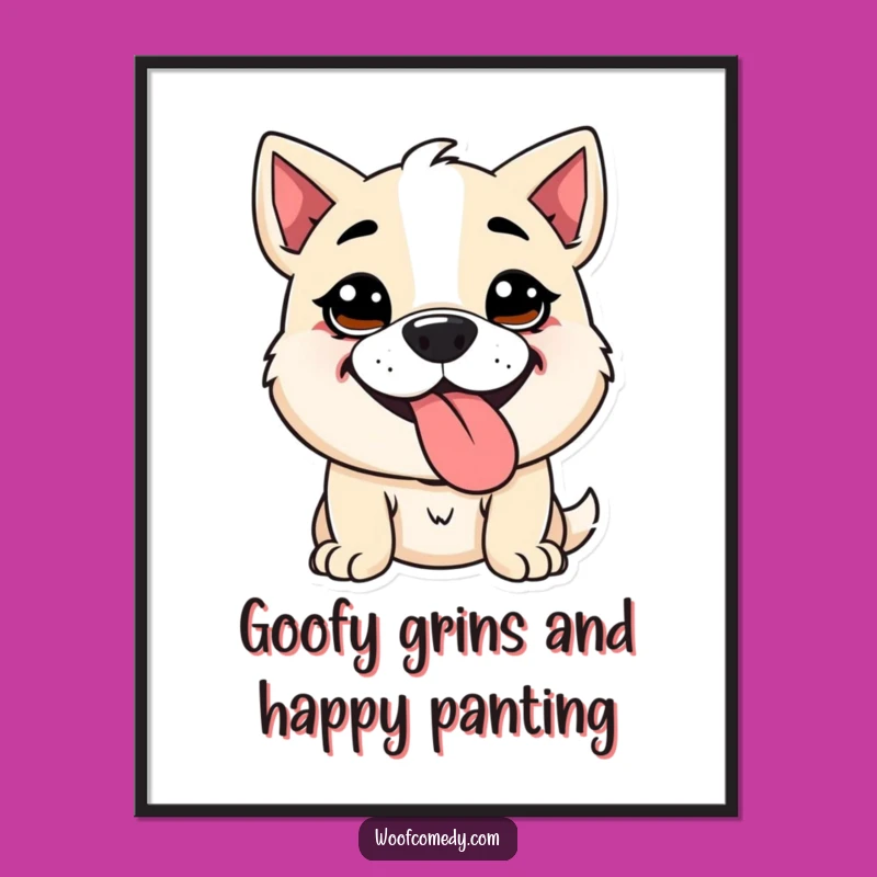 Free Printable Wall Art: Goofy Dog Panting - Hilarious Downloadable Decor