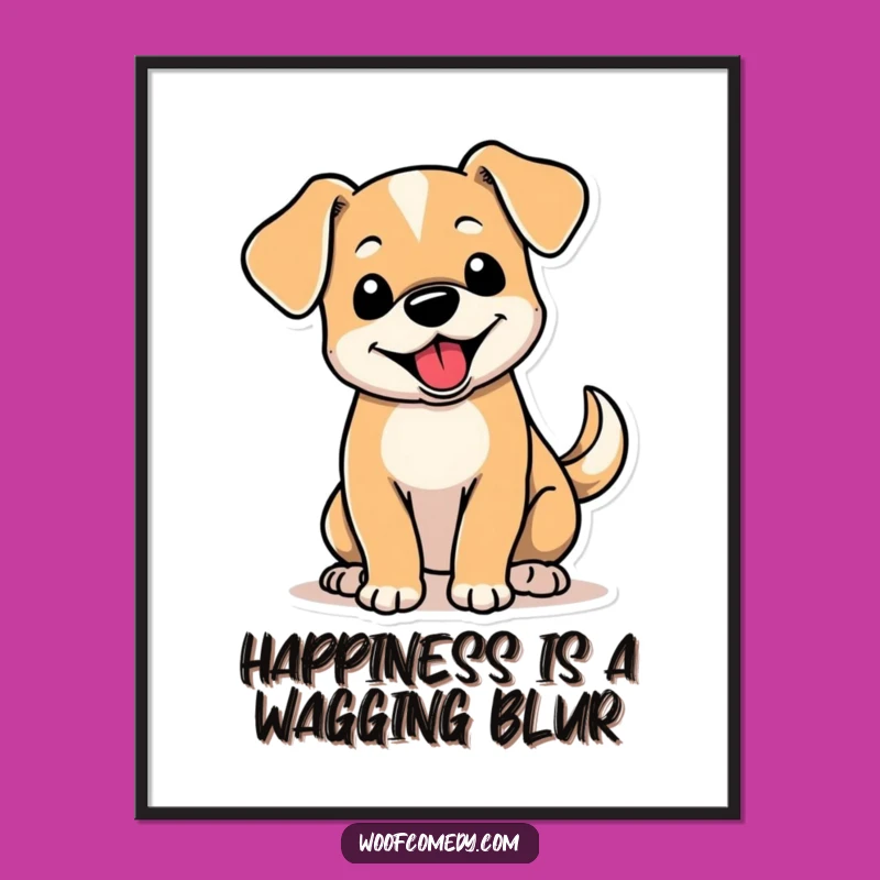 Free Printable Floppy Ear Dog Art: Happy Tail Wagging Funny Downloadable Decor