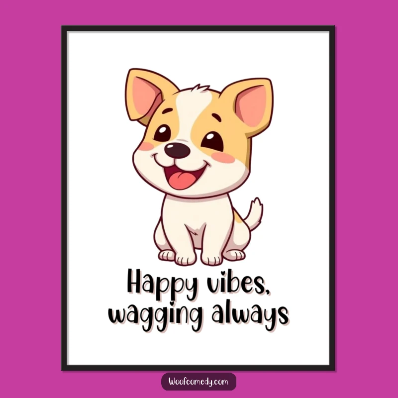 Funny Free Printable Wall Art: Happy Dog Wagging with Joy, Quirky Decor!
