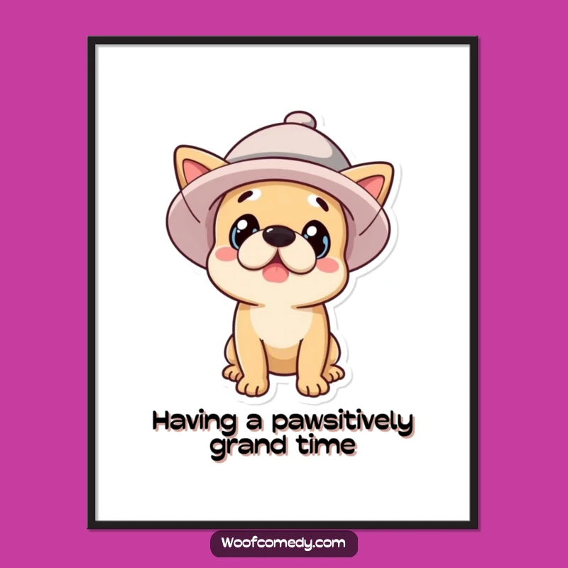 Free Printable Wall Art: Silly Dog in Hat - Funny Downloadable Doggie Decor