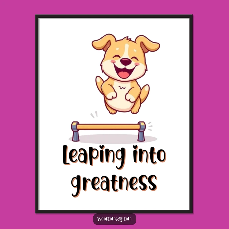 Free Printable Wall Art: Joyful Dog Leaping, Funny Dog Lover Downloadable Decor