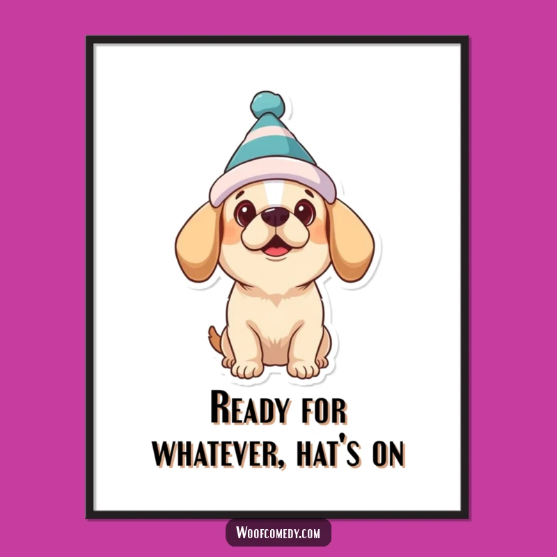 Free Printable Dog Wall Art: Silly Hat Expectation for a Quirky Home Decor