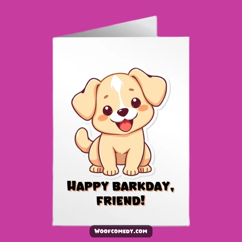 Free Printable Birthday Card: Happy Kawaii Dog Tail Wag - Cute Downloadable Gift