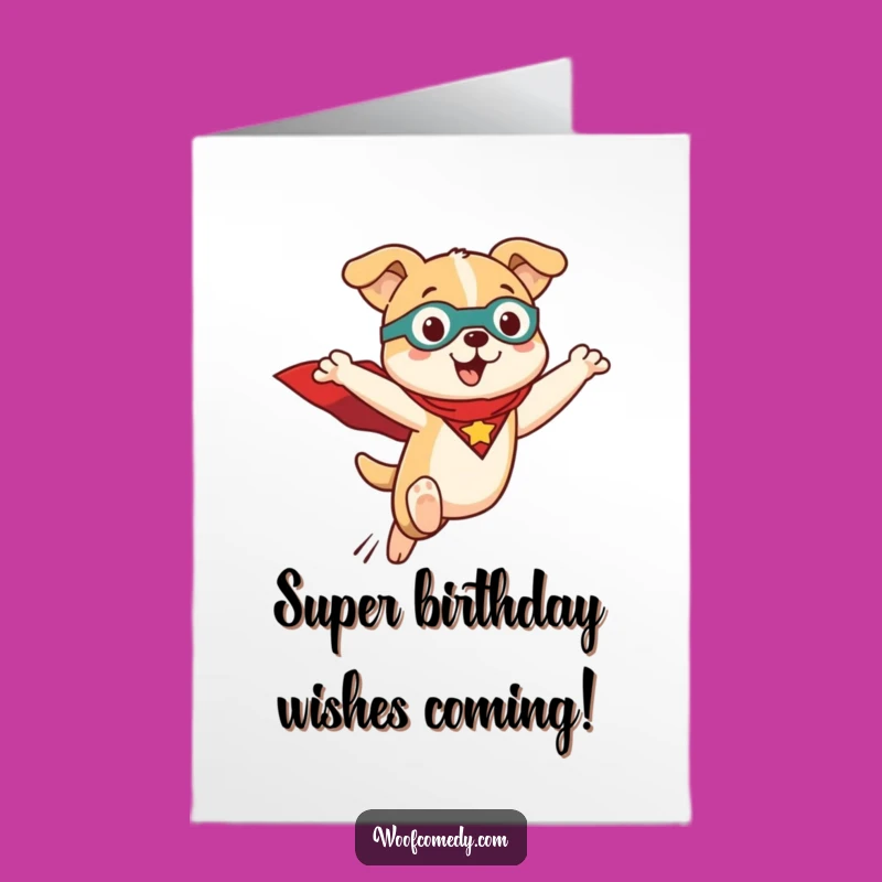 Free Printable Birthday Card: Kawaii Superhero Dog Leaping into Action for You!