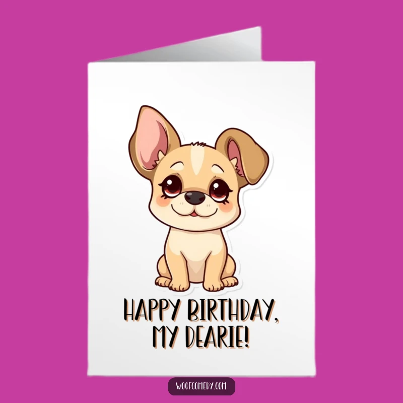 Free Printable Curious Dog Birthday Card: Floppy Ears, Funny Tilt Download